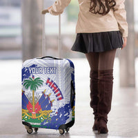 Custom Haiti Football Luggage Cover Les Grenadiers Blue Grunge Polynesian Tattoo - Wonder Print Shop