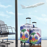 Custom Haiti Football Luggage Cover Les Grenadiers Blue Grunge Polynesian Tattoo - Wonder Print Shop