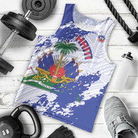 Custom Haiti Football Men Tank Top Les Grenadiers Blue Grunge Polynesian Tattoo - Wonder Print Shop