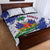 Custom Haiti Football Quilt Bed Set Les Grenadiers Blue Grunge Polynesian Tattoo - Wonder Print Shop