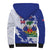 Custom Haiti Football Sherpa Hoodie Les Grenadiers Blue Grunge Polynesian Tattoo - Wonder Print Shop