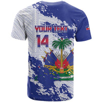 Custom Haiti Football T Shirt Les Grenadiers Blue Grunge Polynesian Tattoo - Wonder Print Shop