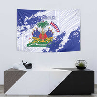 Custom Haiti Football Tapestry Les Grenadiers Blue Grunge Polynesian Tattoo - Wonder Print Shop