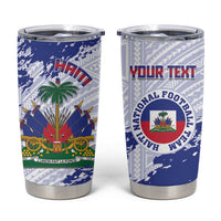 Custom Haiti Football Tumbler Cup Les Grenadiers Blue Grunge Polynesian Tattoo - Wonder Print Shop