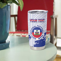 Custom Haiti Football Tumbler Cup Les Grenadiers Blue Grunge Polynesian Tattoo - Wonder Print Shop