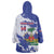 Custom Haiti Football Wearable Blanket Hoodie Les Grenadiers Blue Grunge Polynesian Tattoo - Wonder Print Shop