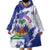 Custom Haiti Football Wearable Blanket Hoodie Les Grenadiers Blue Grunge Polynesian Tattoo - Wonder Print Shop