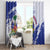 Custom Haiti Football Window Curtain Les Grenadiers Blue Grunge Polynesian Tattoo - Wonder Print Shop
