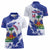 Custom Haiti Football Women Polo Shirt Les Grenadiers Blue Grunge Polynesian Tattoo - Wonder Print Shop