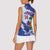 Custom Haiti Football Women Sleeveless Polo Shirt Les Grenadiers Blue Grunge Polynesian Tattoo - Wonder Print Shop