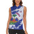 Custom Haiti Football Women Sleeveless Polo Shirt Les Grenadiers Blue Grunge Polynesian Tattoo - Wonder Print Shop