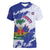 Custom Haiti Football Women V-Neck T-Shirt Les Grenadiers Blue Grunge Polynesian Tattoo - Wonder Print Shop