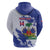 Custom Haiti Football Zip Hoodie Les Grenadiers Blue Grunge Polynesian Tattoo - Wonder Print Shop