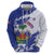 Custom Haiti Football Zip Hoodie Les Grenadiers Blue Grunge Polynesian Tattoo - Wonder Print Shop