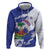 Custom Haiti Football Zip Hoodie Les Grenadiers Blue Grunge Polynesian Tattoo - Wonder Print Shop