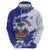 Custom Haiti Football Zip Hoodie Les Grenadiers Blue Grunge Polynesian Tattoo - Wonder Print Shop