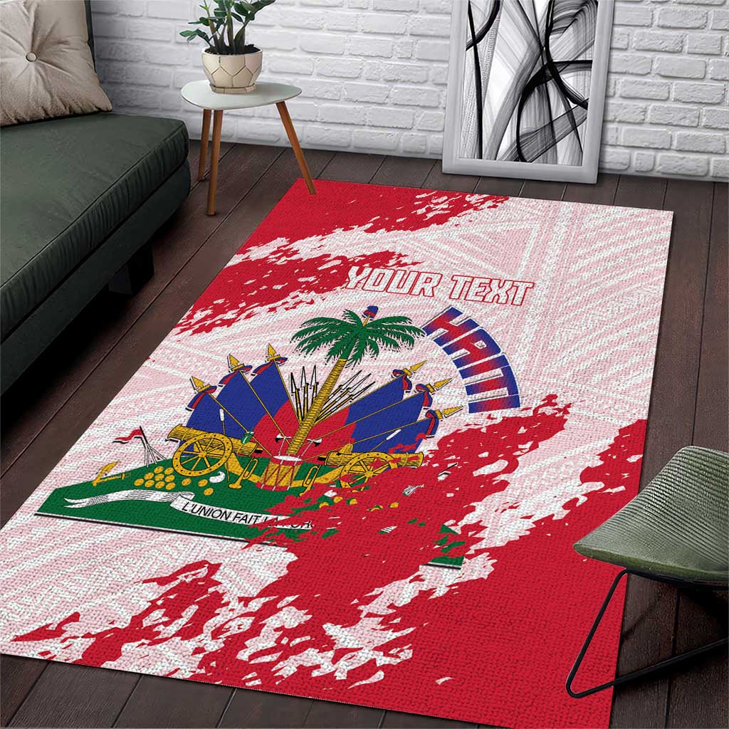 Custom Haiti Football Area Rug Les Grenadiers Red Grunge Polynesian Tattoo - Wonder Print Shop
