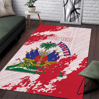 Custom Haiti Football Area Rug Les Grenadiers Red Grunge Polynesian Tattoo - Wonder Print Shop