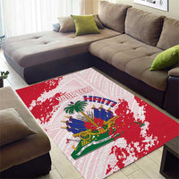 Custom Haiti Football Area Rug Les Grenadiers Red Grunge Polynesian Tattoo - Wonder Print Shop