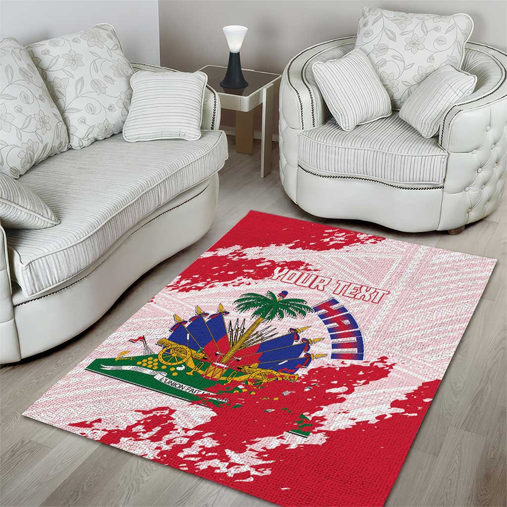 Custom Haiti Football Area Rug Les Grenadiers Red Grunge Polynesian Tattoo - Wonder Print Shop