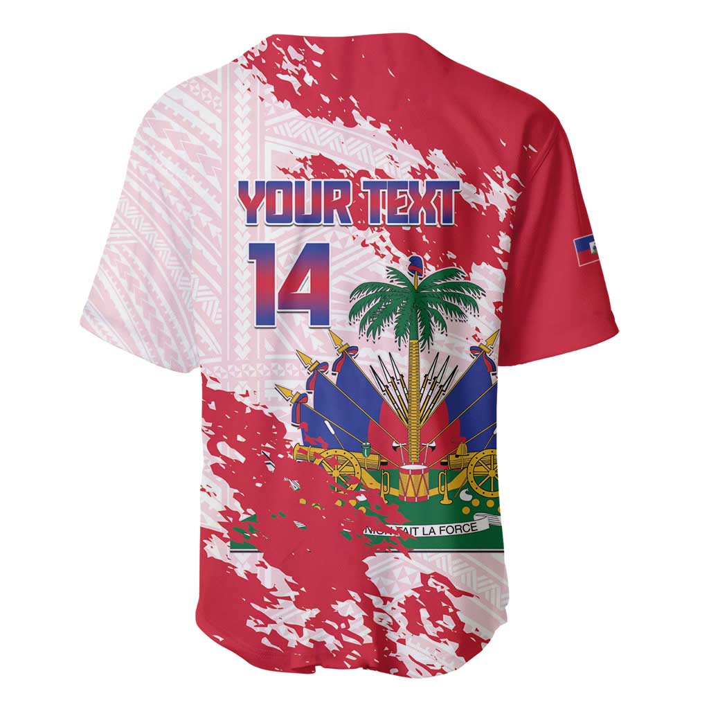 Custom Haiti Football Baseball Jersey Les Grenadiers Red Grunge Polynesian Tattoo - Wonder Print Shop