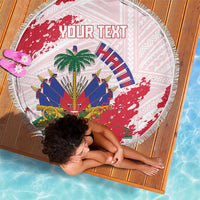 Custom Haiti Football Beach Blanket Les Grenadiers Red Grunge Polynesian Tattoo - Wonder Print Shop
