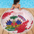 Custom Haiti Football Beach Blanket Les Grenadiers Red Grunge Polynesian Tattoo - Wonder Print Shop