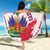 Custom Haiti Football Beach Blanket Les Grenadiers Red Grunge Polynesian Tattoo - Wonder Print Shop