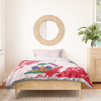 Custom Haiti Football Bedding Set Les Grenadiers Red Grunge Polynesian Tattoo - Wonder Print Shop