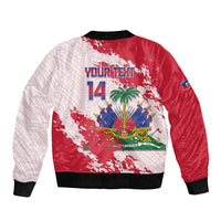 Custom Haiti Football Bomber Jacket Les Grenadiers Red Grunge Polynesian Tattoo - Wonder Print Shop
