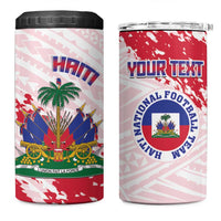 Custom Haiti Football 4 in 1 Can Cooler Tumbler Les Grenadiers Red Grunge Polynesian Tattoo - Wonder Print Shop