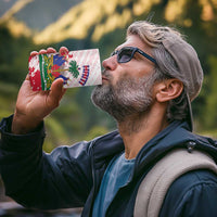 Custom Haiti Football 4 in 1 Can Cooler Tumbler Les Grenadiers Red Grunge Polynesian Tattoo - Wonder Print Shop