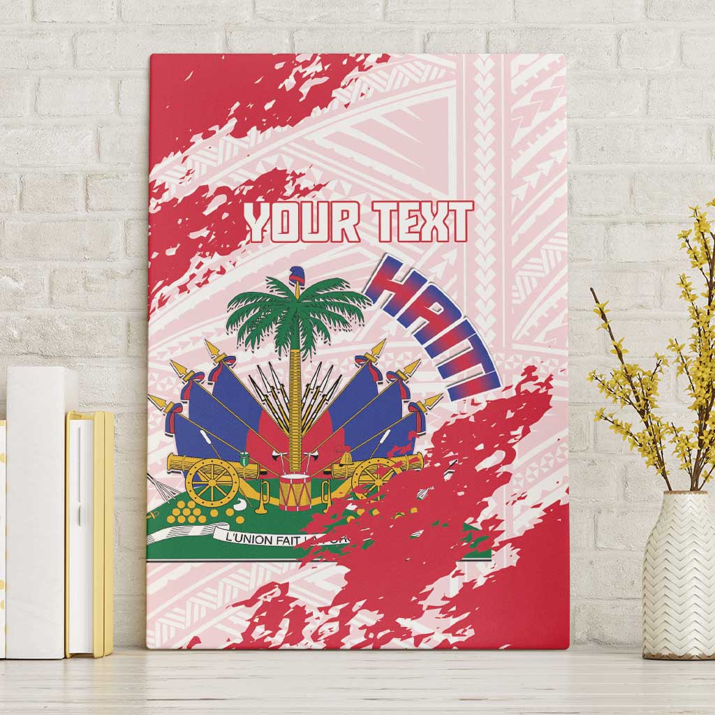 Custom Haiti Football Canvas Wall Art Les Grenadiers Red Grunge Polynesian Tattoo - Wonder Print Shop