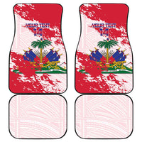 Custom Haiti Football Car Mats Les Grenadiers Red Grunge Polynesian Tattoo - Wonder Print Shop