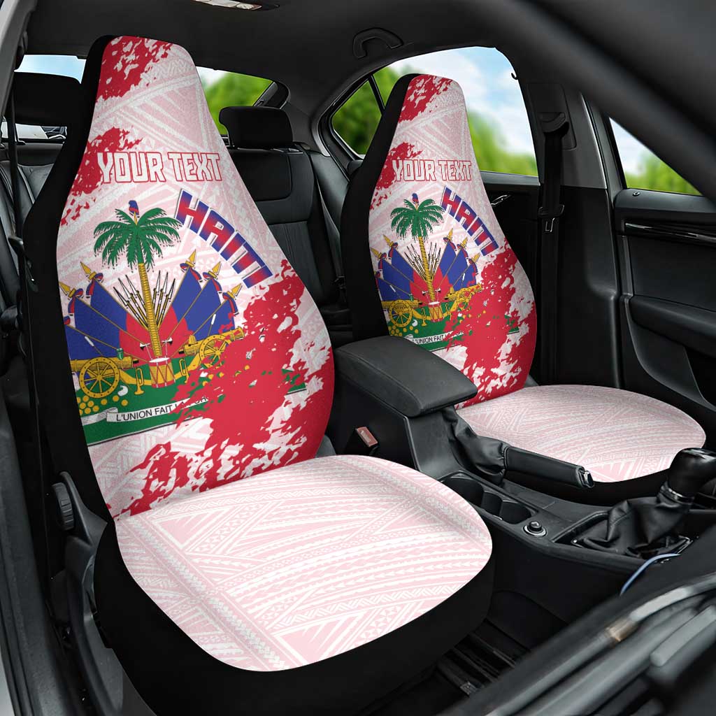 Custom Haiti Football Car Seat Cover Les Grenadiers Red Grunge Polynesian Tattoo - Wonder Print Shop