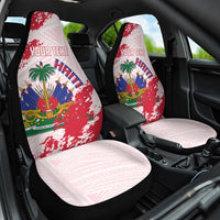 Custom Haiti Football Car Seat Cover Les Grenadiers Red Grunge Polynesian Tattoo - Wonder Print Shop