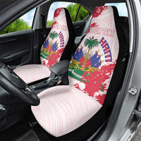 Custom Haiti Football Car Seat Cover Les Grenadiers Red Grunge Polynesian Tattoo - Wonder Print Shop