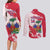 Custom Haiti Football Couples Matching Long Sleeve Bodycon Dress and Long Sleeve Button Shirt Les Grenadiers Red Grunge Polynesian Tattoo - Wonder Print Shop