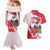 Custom Haiti Football Couples Matching Mermaid Dress and Hawaiian Shirt Les Grenadiers Red Grunge Polynesian Tattoo - Wonder Print Shop