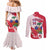 Custom Haiti Football Couples Matching Mermaid Dress and Long Sleeve Button Shirt Les Grenadiers Red Grunge Polynesian Tattoo - Wonder Print Shop