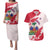 Custom Haiti Football Couples Matching Puletasi and Hawaiian Shirt Les Grenadiers Red Grunge Polynesian Tattoo - Wonder Print Shop