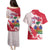 Custom Haiti Football Couples Matching Puletasi and Hawaiian Shirt Les Grenadiers Red Grunge Polynesian Tattoo - Wonder Print Shop