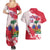 Custom Haiti Football Couples Matching Summer Maxi Dress and Hawaiian Shirt Les Grenadiers Red Grunge Polynesian Tattoo - Wonder Print Shop