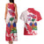 Custom Haiti Football Couples Matching Tank Maxi Dress and Hawaiian Shirt Les Grenadiers Red Grunge Polynesian Tattoo - Wonder Print Shop