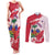 Custom Haiti Football Couples Matching Tank Maxi Dress and Long Sleeve Button Shirt Les Grenadiers Red Grunge Polynesian Tattoo - Wonder Print Shop