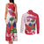 Custom Haiti Football Couples Matching Tank Maxi Dress and Long Sleeve Button Shirt Les Grenadiers Red Grunge Polynesian Tattoo - Wonder Print Shop