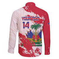 Custom Haiti Football Family Matching Long Sleeve Bodycon Dress and Hawaiian Shirt Les Grenadiers Red Grunge Polynesian Tattoo - Wonder Print Shop