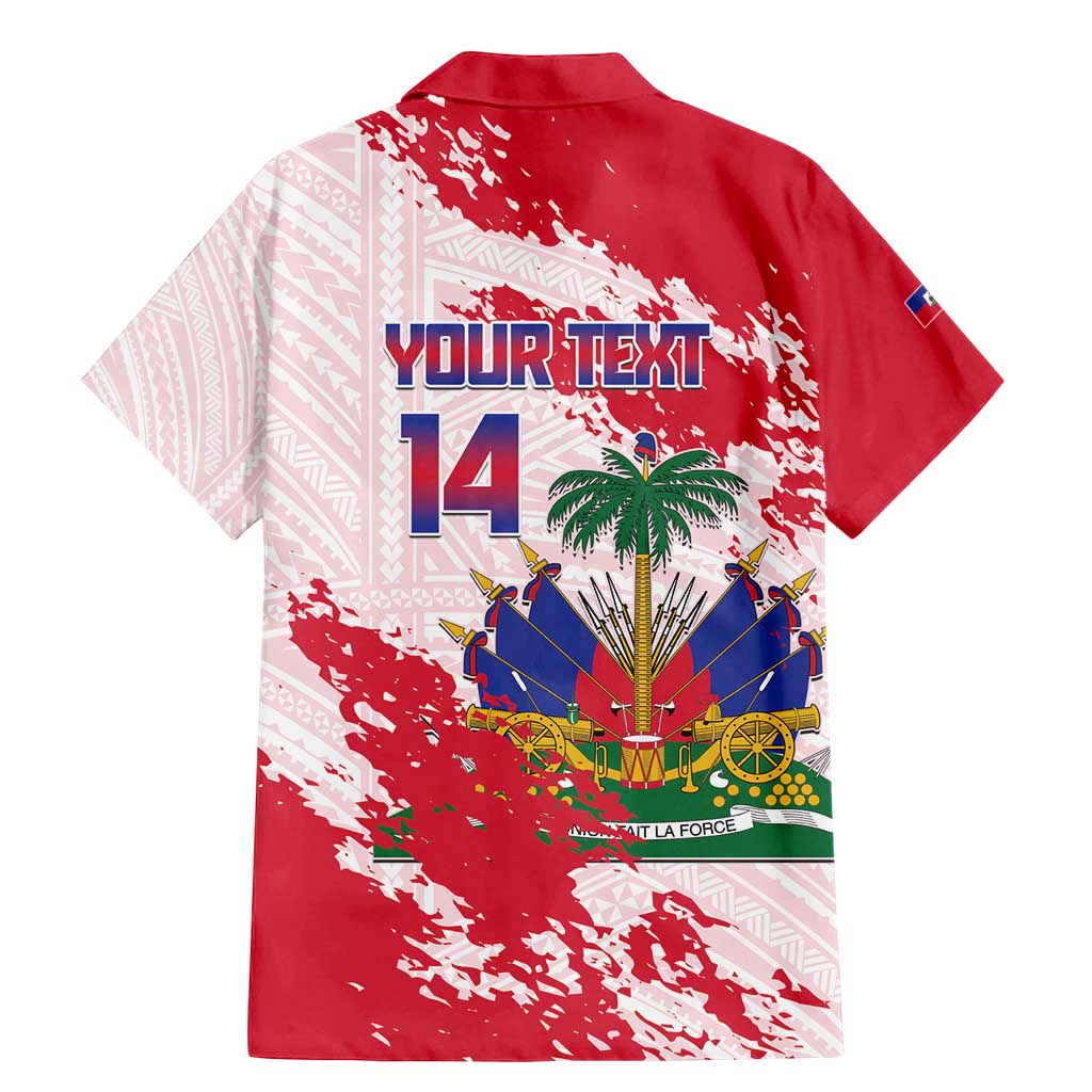 Custom Haiti Football Family Matching Mermaid Dress and Hawaiian Shirt Les Grenadiers Red Grunge Polynesian Tattoo - Wonder Print Shop