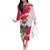 Custom Haiti Football Family Matching Off The Shoulder Long Sleeve Dress and Hawaiian Shirt Les Grenadiers Red Grunge Polynesian Tattoo - Wonder Print Shop