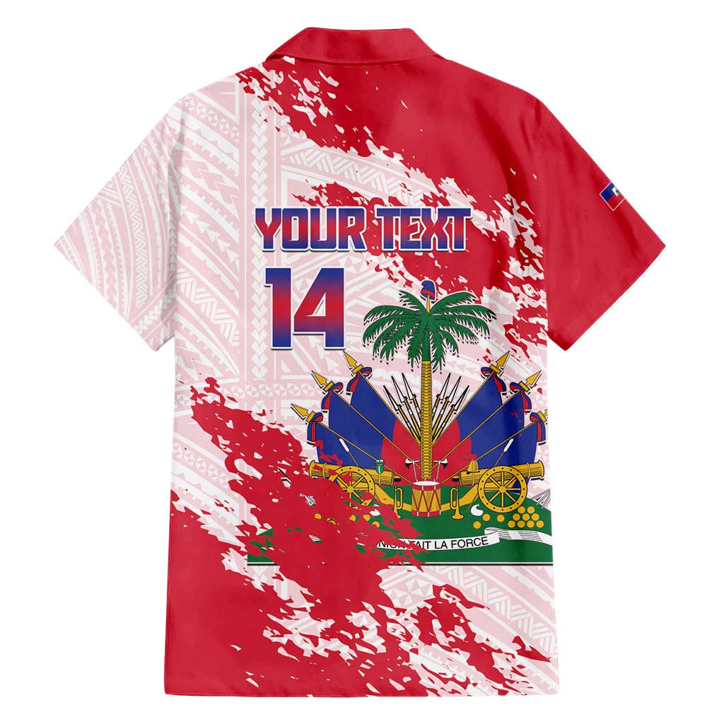 Custom Haiti Football Family Matching Short Sleeve Bodycon Dress and Hawaiian Shirt Les Grenadiers Red Grunge Polynesian Tattoo - Wonder Print Shop